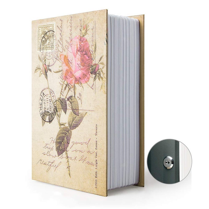 PACOLO Diversion Book Safe Storage Box (9.5"Ã—6"Ã—2.2"), Dictionary Secret Safe Can with Security Key Lock, Diversion Book Hidden Safe (Rose,Key) - Image 1